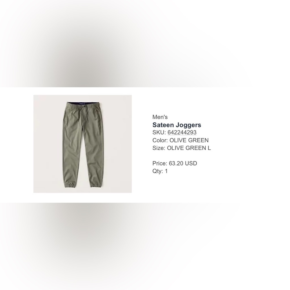 Abercrombie Kids Olive Sateen Joggers
